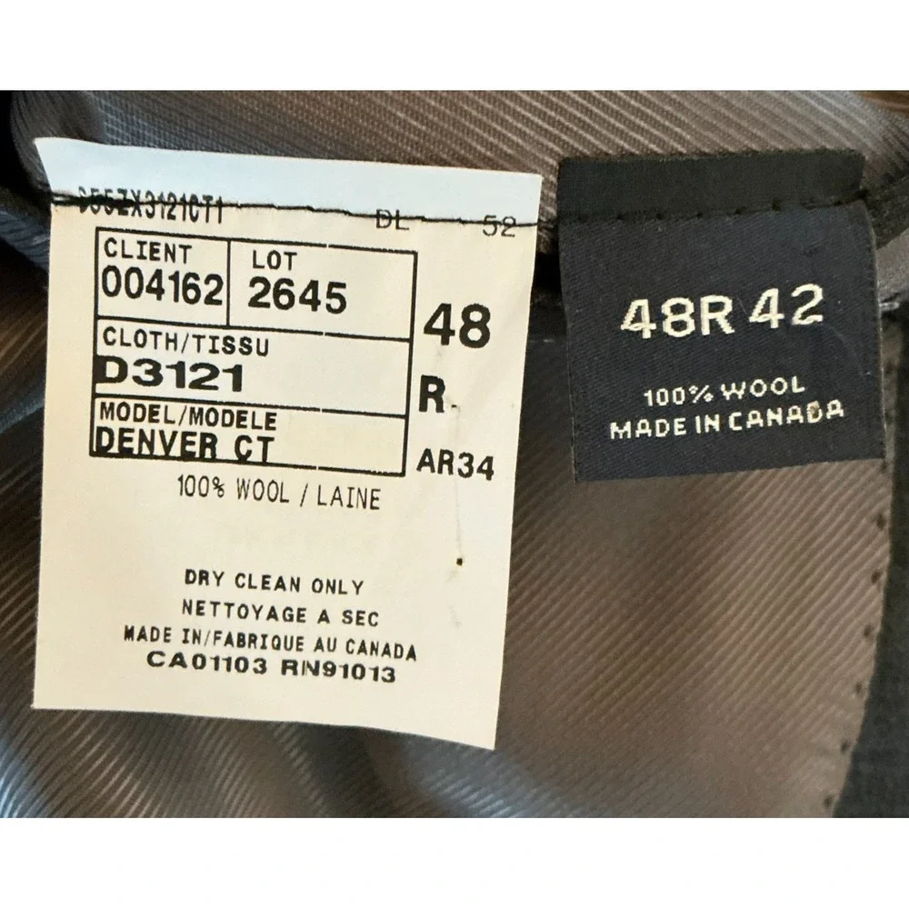 Cremieux Loro Piana 48R Navy Windowpane‎ Wool Blazer Denver CT Made Canada